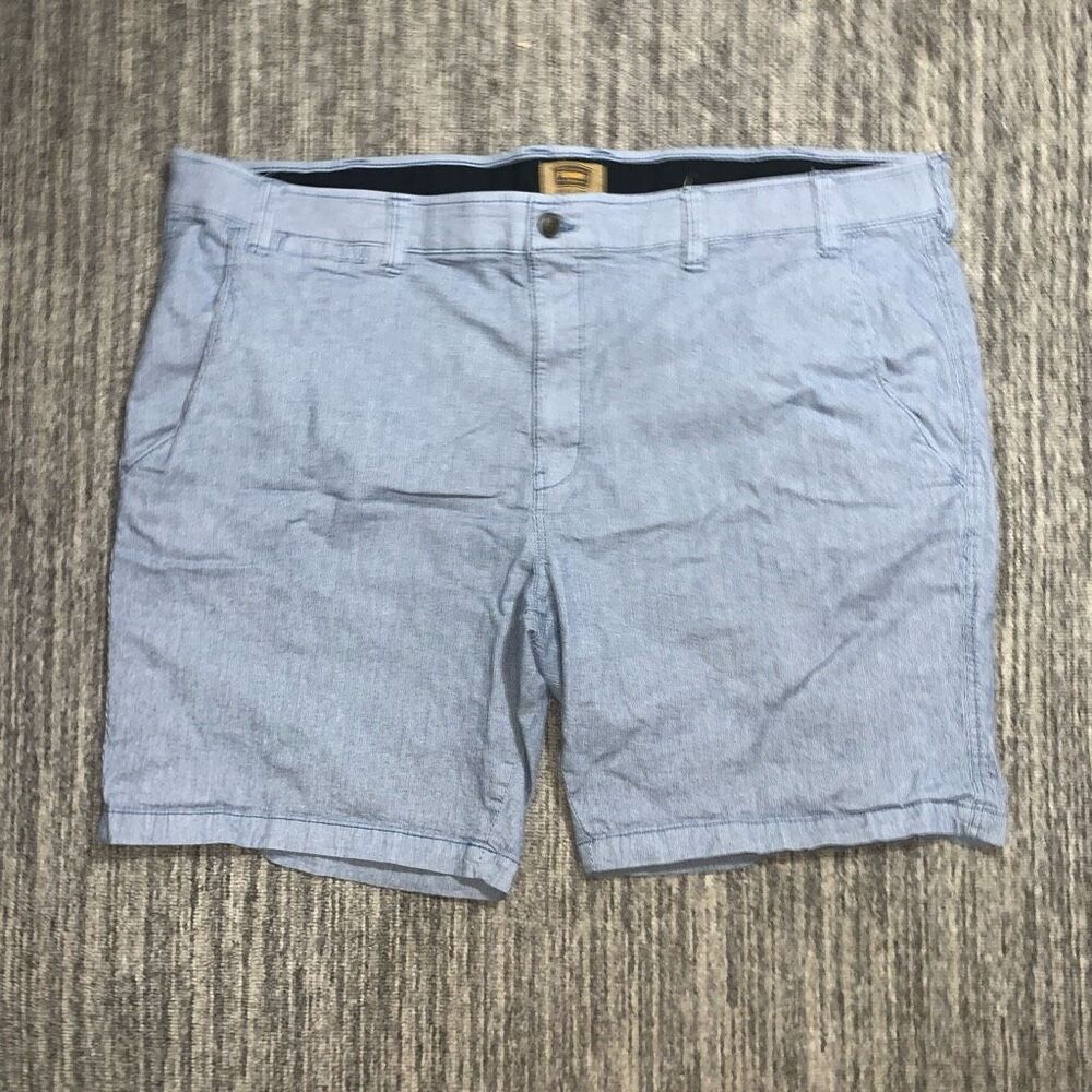 Foundry Mens Size 52 Flat Front Dress Shorts Blue White‎ Stripe Pockets Stretch